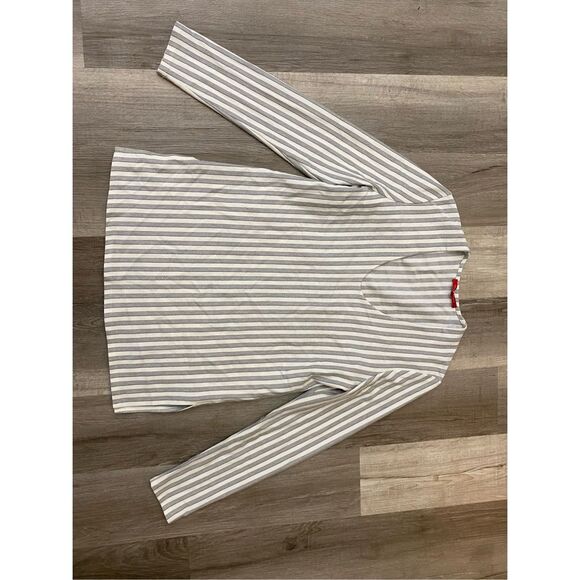 Rouge Margaux Gray and White Stripe Blouse, One Size - Picture 7 of 8